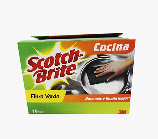Esponja verde Scotch Brite caja x 15 unidades